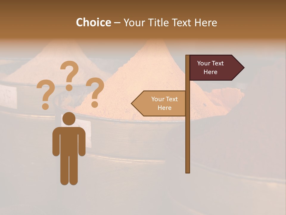 A Group Of Buckets Filled With Different Colored Spices PowerPoint Template