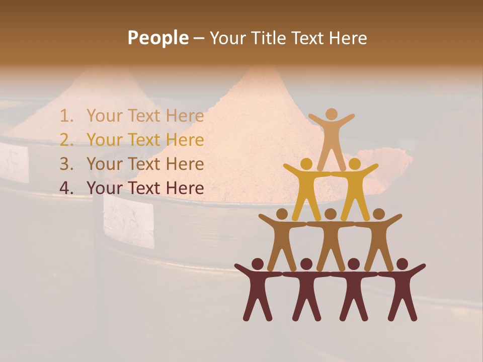 A Group Of Buckets Filled With Different Colored Spices PowerPoint Template