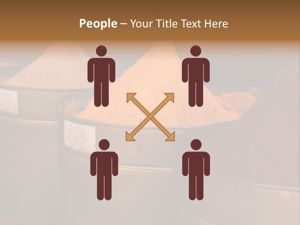 A Group Of Buckets Filled With Different Colored Spices PowerPoint Template