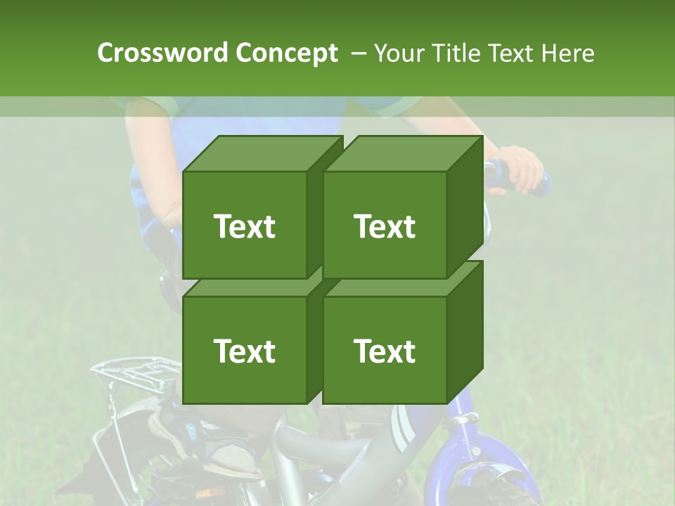 A Young Boy Is Riding A Bike In The Grass PowerPoint Template