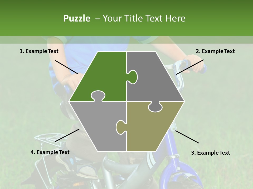 A Young Boy Is Riding A Bike In The Grass PowerPoint Template
