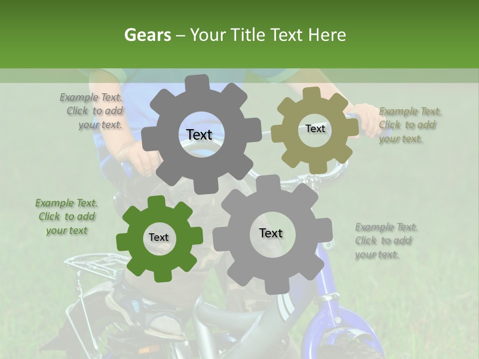 A Young Boy Is Riding A Bike In The Grass PowerPoint Template