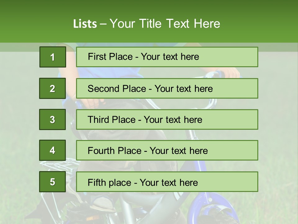 A Young Boy Is Riding A Bike In The Grass PowerPoint Template