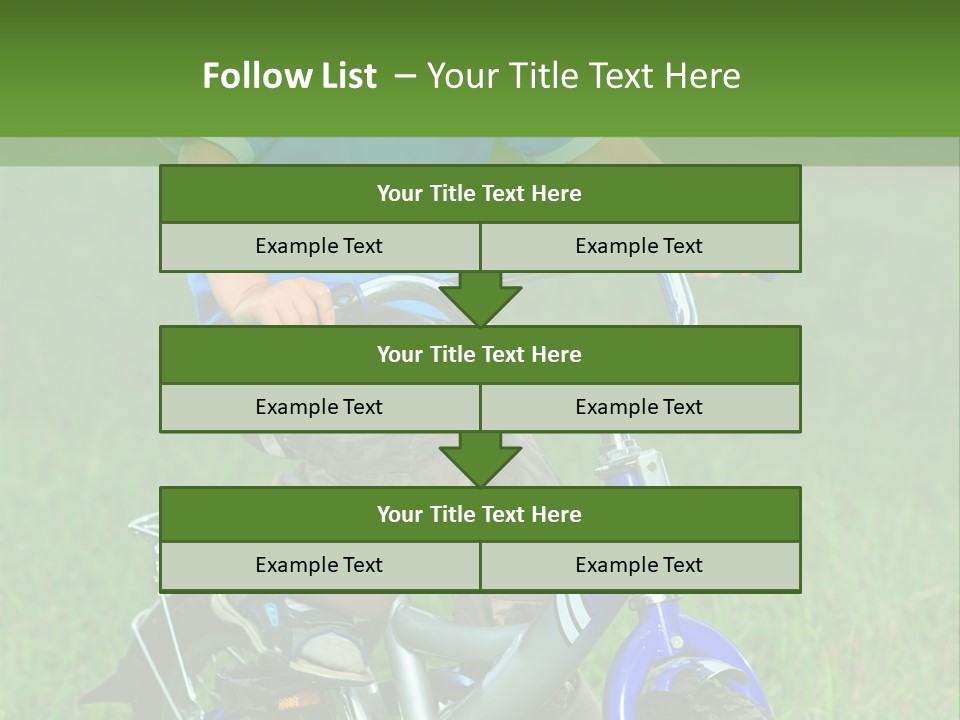 A Young Boy Is Riding A Bike In The Grass PowerPoint Template