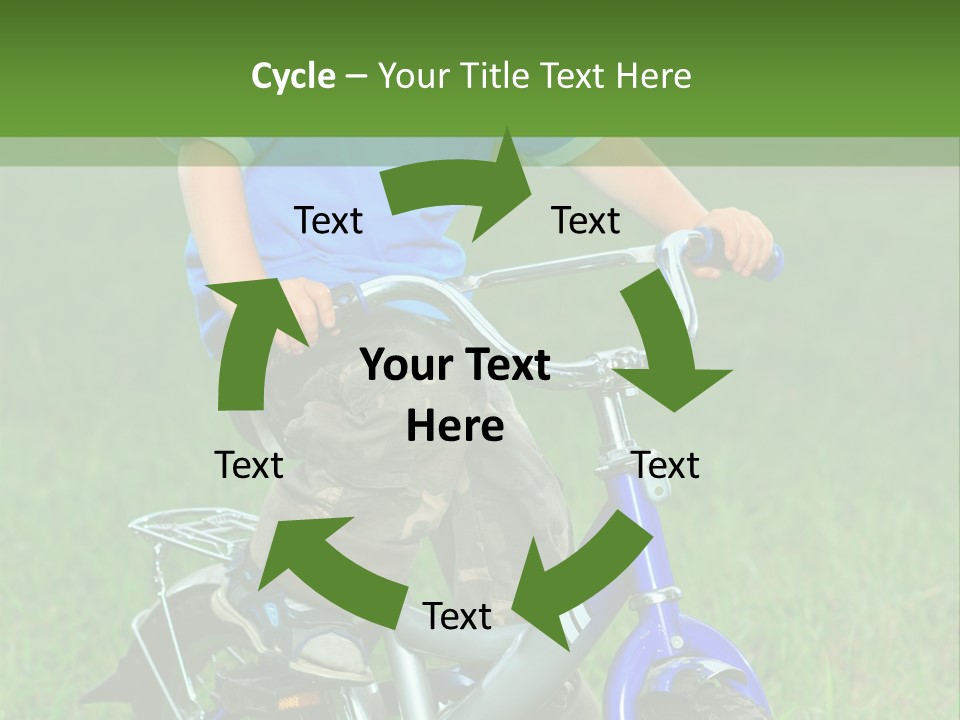 A Young Boy Is Riding A Bike In The Grass PowerPoint Template