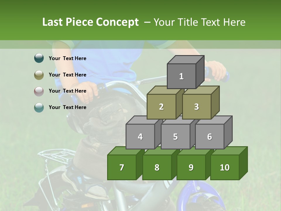 A Young Boy Is Riding A Bike In The Grass PowerPoint Template