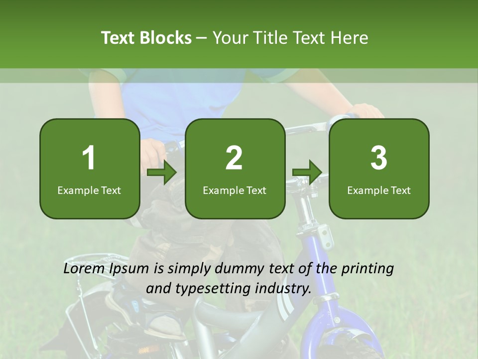 A Young Boy Is Riding A Bike In The Grass PowerPoint Template