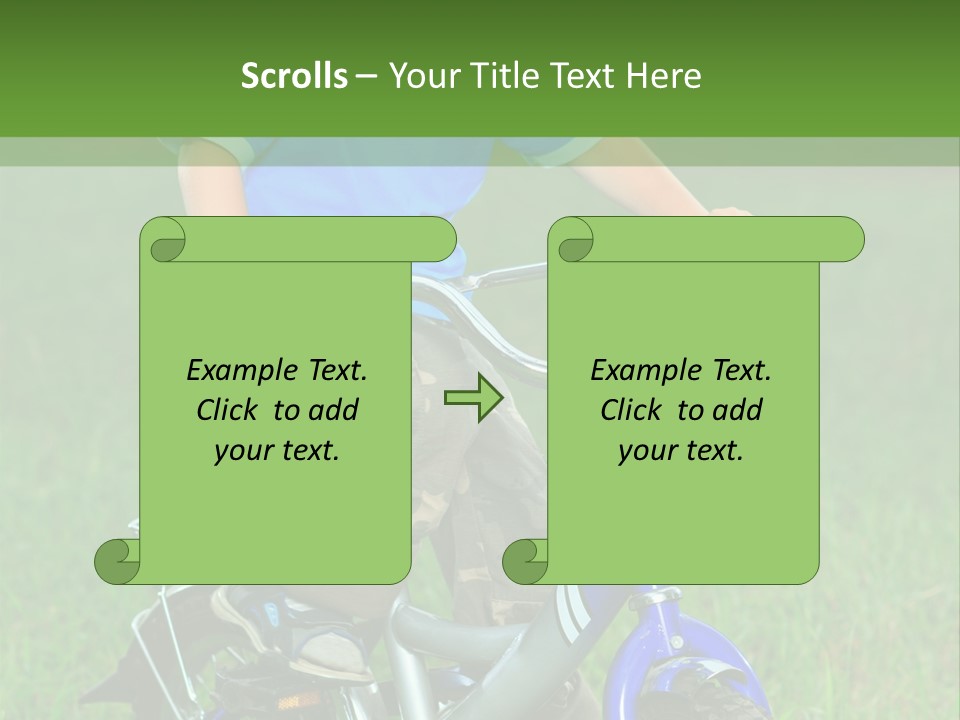 A Young Boy Is Riding A Bike In The Grass PowerPoint Template