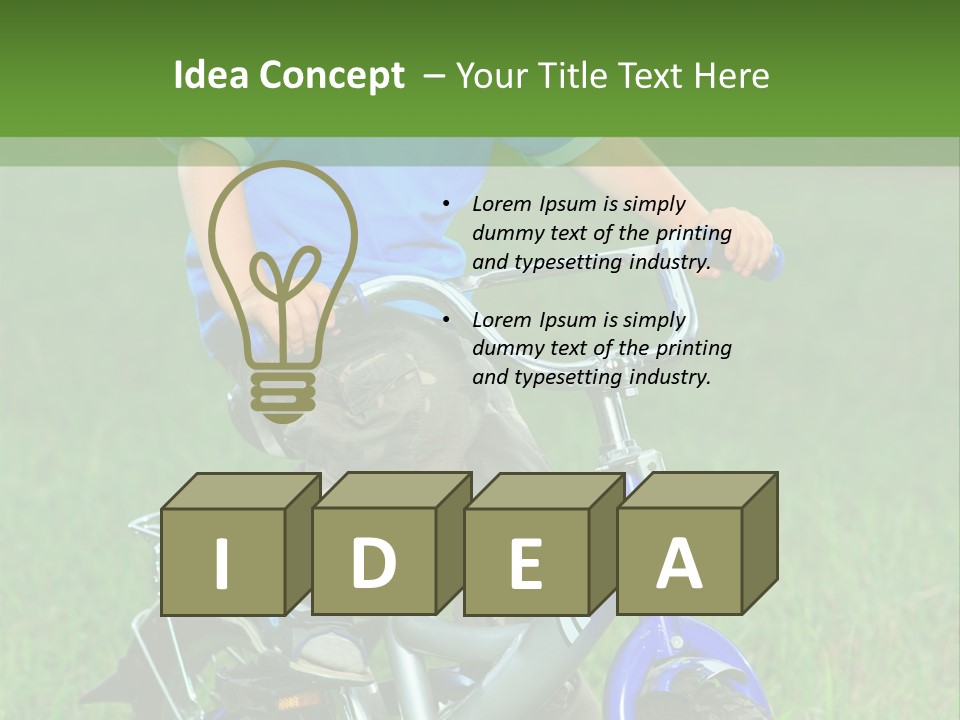 A Young Boy Is Riding A Bike In The Grass PowerPoint Template