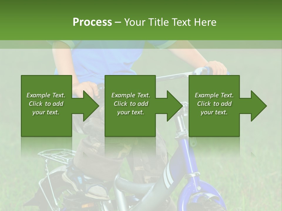 A Young Boy Is Riding A Bike In The Grass PowerPoint Template