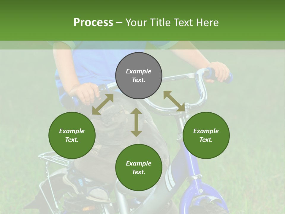 A Young Boy Is Riding A Bike In The Grass PowerPoint Template