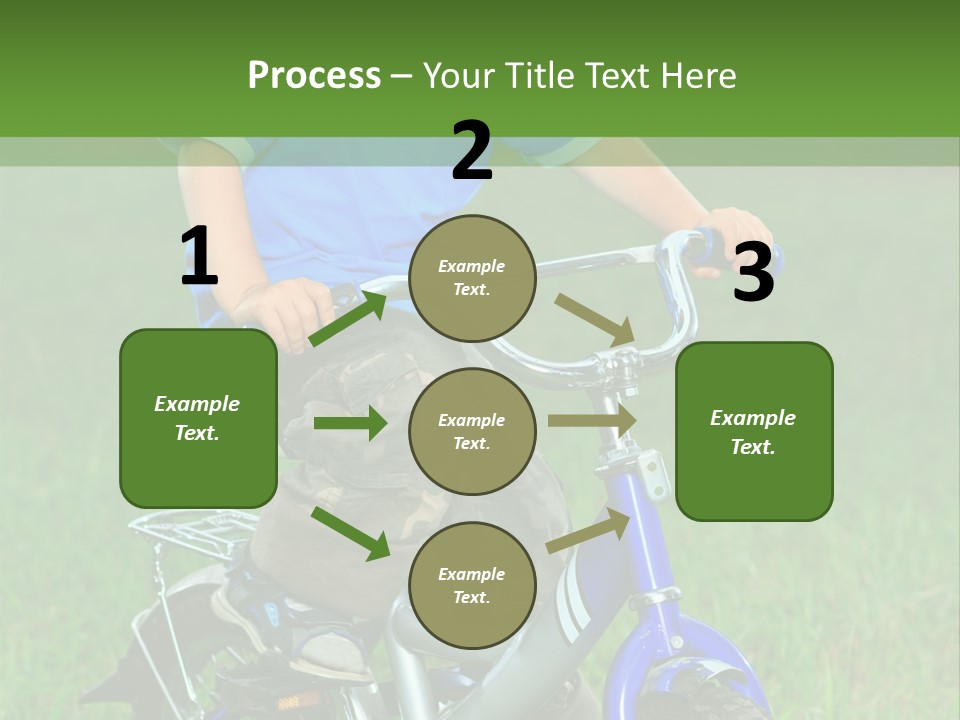 A Young Boy Is Riding A Bike In The Grass PowerPoint Template