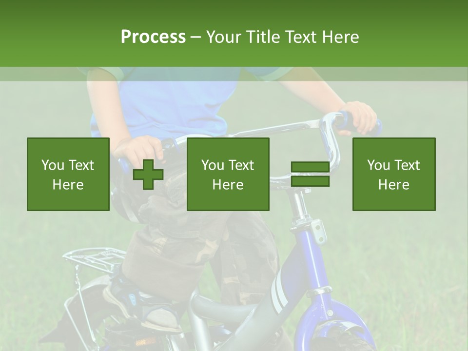 A Young Boy Is Riding A Bike In The Grass PowerPoint Template