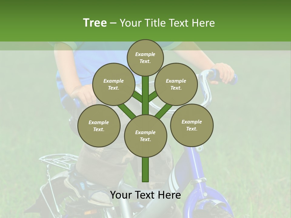 A Young Boy Is Riding A Bike In The Grass PowerPoint Template