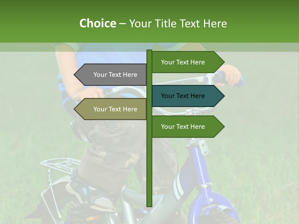 A Young Boy Is Riding A Bike In The Grass PowerPoint Template