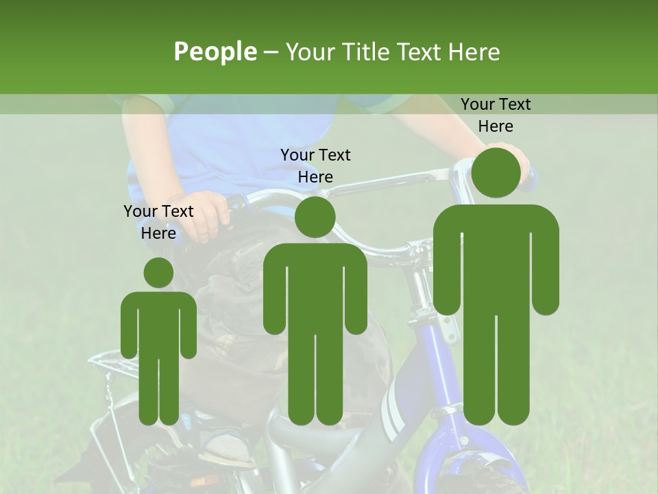 A Young Boy Is Riding A Bike In The Grass PowerPoint Template