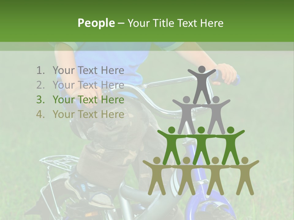 A Young Boy Is Riding A Bike In The Grass PowerPoint Template