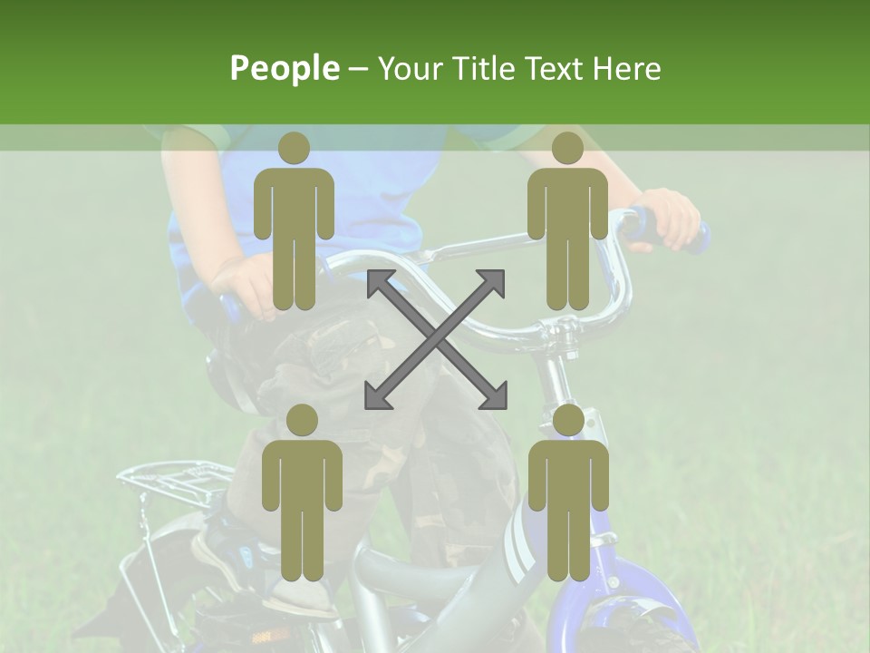 A Young Boy Is Riding A Bike In The Grass PowerPoint Template