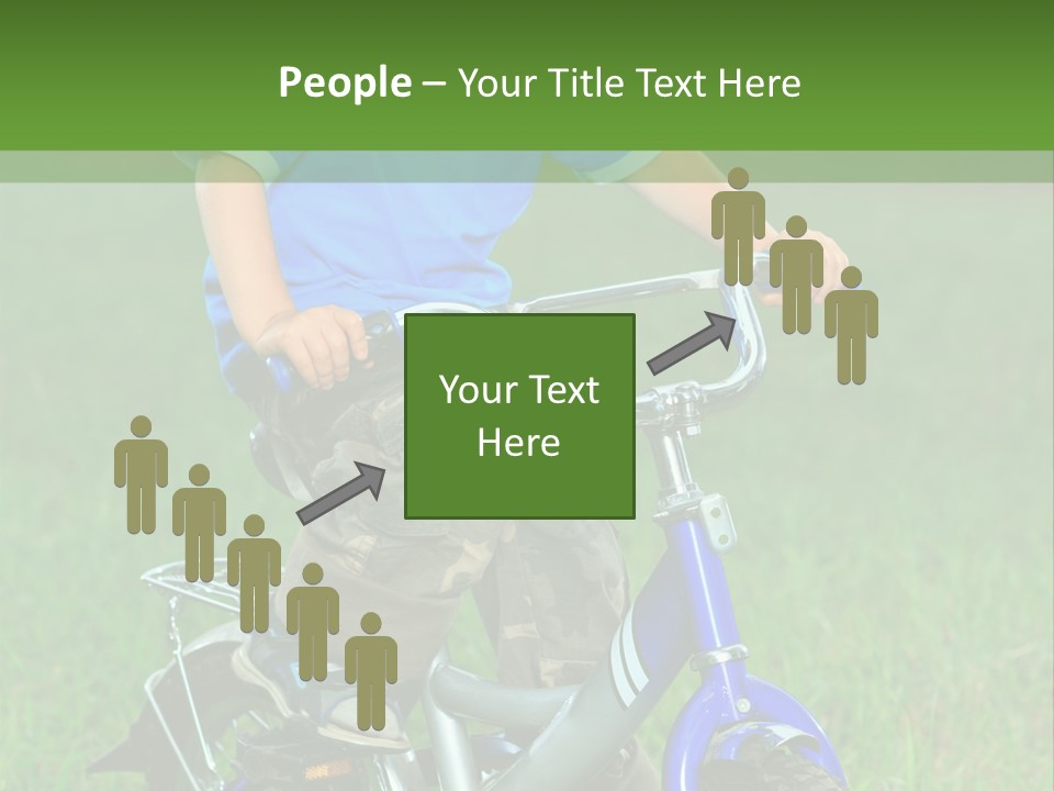 A Young Boy Is Riding A Bike In The Grass PowerPoint Template