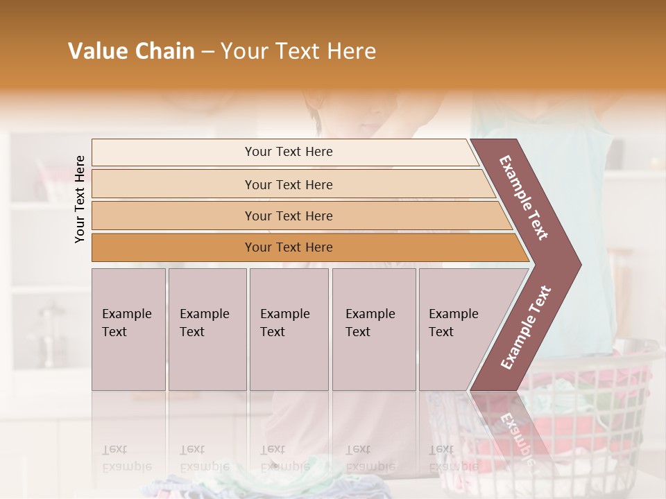 A Woman Holding A Blue Shirt In Front Of A Laundry Basket PowerPoint Template