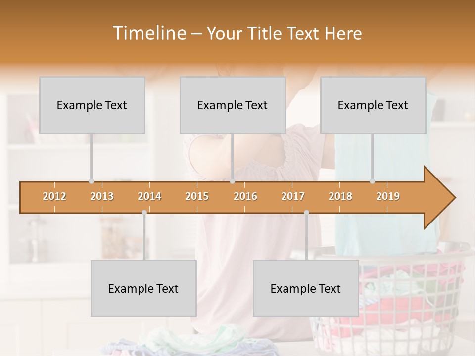 A Woman Holding A Blue Shirt In Front Of A Laundry Basket PowerPoint Template