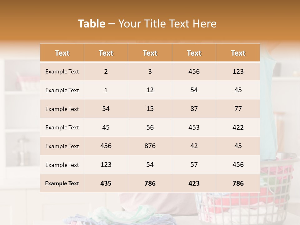 A Woman Holding A Blue Shirt In Front Of A Laundry Basket PowerPoint Template