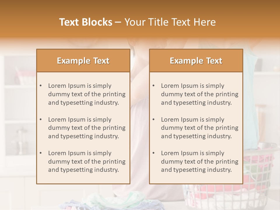 A Woman Holding A Blue Shirt In Front Of A Laundry Basket PowerPoint Template