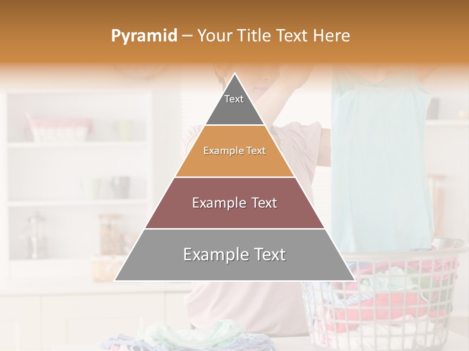 A Woman Holding A Blue Shirt In Front Of A Laundry Basket PowerPoint Template