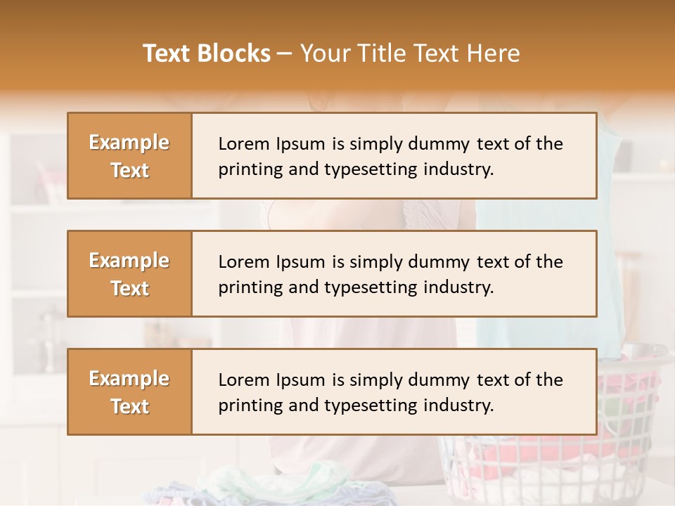 A Woman Holding A Blue Shirt In Front Of A Laundry Basket PowerPoint Template