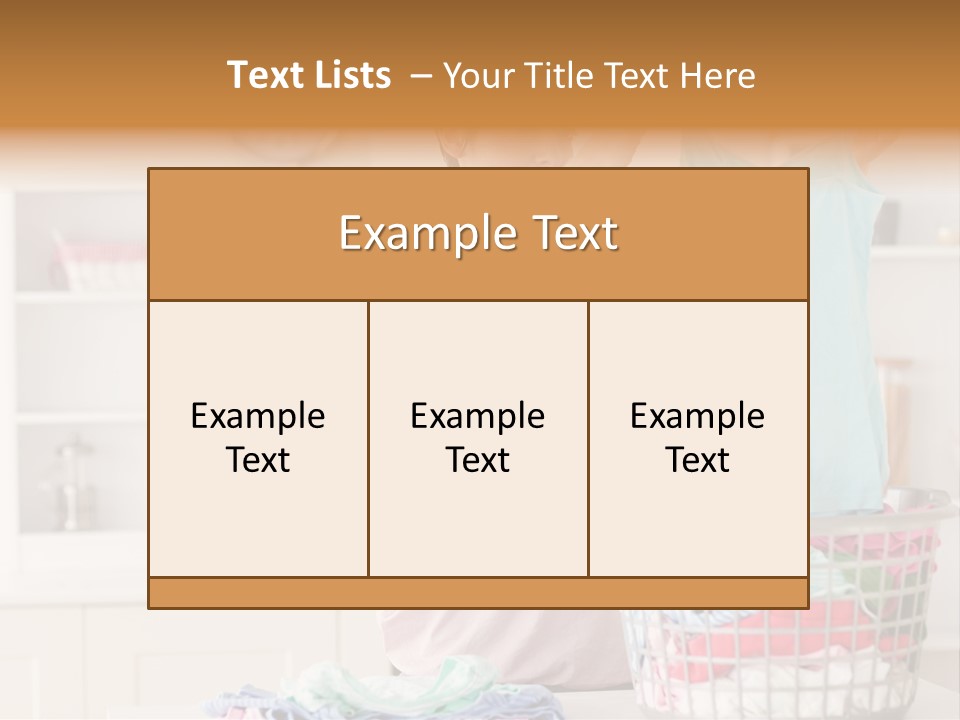 A Woman Holding A Blue Shirt In Front Of A Laundry Basket PowerPoint Template