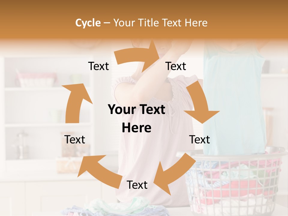 A Woman Holding A Blue Shirt In Front Of A Laundry Basket PowerPoint Template