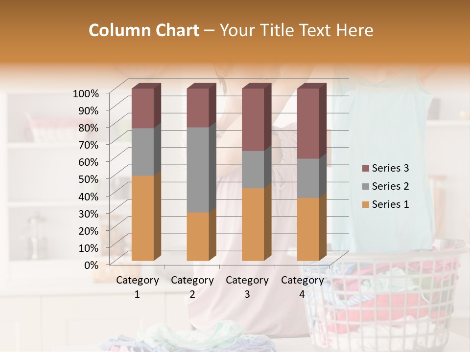 A Woman Holding A Blue Shirt In Front Of A Laundry Basket PowerPoint Template