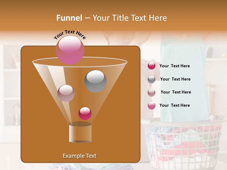 A Woman Holding A Blue Shirt In Front Of A Laundry Basket PowerPoint Template