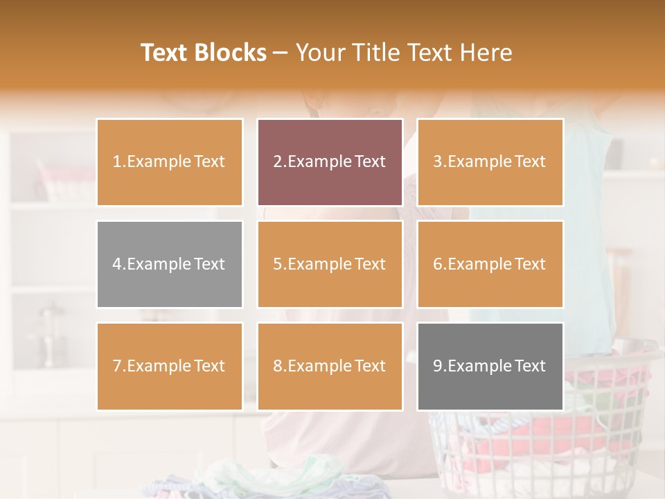 A Woman Holding A Blue Shirt In Front Of A Laundry Basket PowerPoint Template