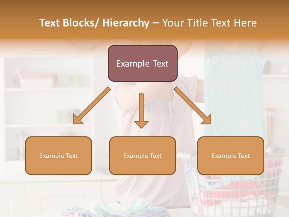 A Woman Holding A Blue Shirt In Front Of A Laundry Basket PowerPoint Template