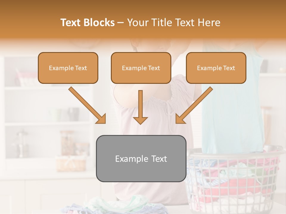 A Woman Holding A Blue Shirt In Front Of A Laundry Basket PowerPoint Template