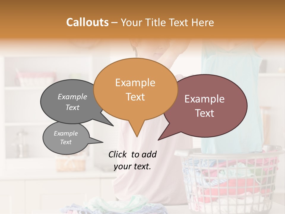 A Woman Holding A Blue Shirt In Front Of A Laundry Basket PowerPoint Template