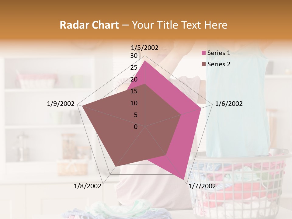 A Woman Holding A Blue Shirt In Front Of A Laundry Basket PowerPoint Template