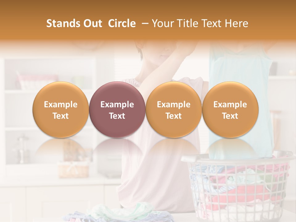 A Woman Holding A Blue Shirt In Front Of A Laundry Basket PowerPoint Template