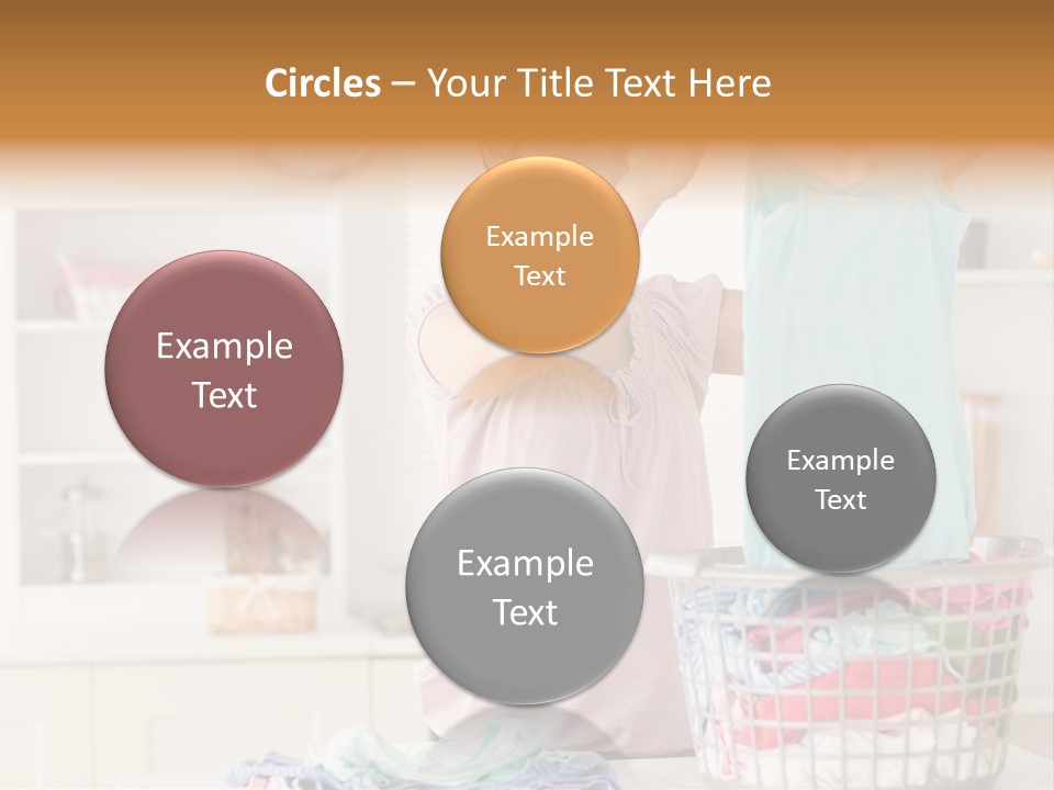 A Woman Holding A Blue Shirt In Front Of A Laundry Basket PowerPoint Template