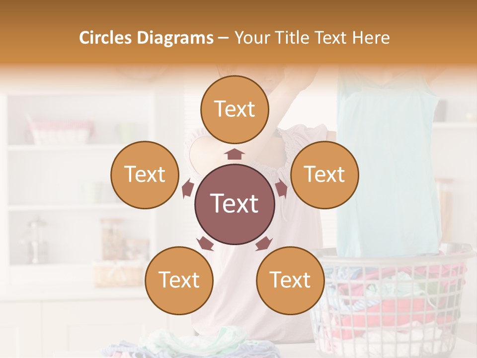 A Woman Holding A Blue Shirt In Front Of A Laundry Basket PowerPoint Template