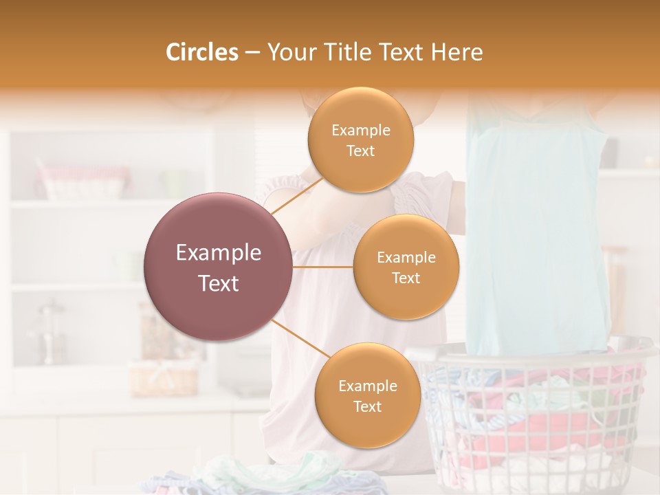 A Woman Holding A Blue Shirt In Front Of A Laundry Basket PowerPoint Template