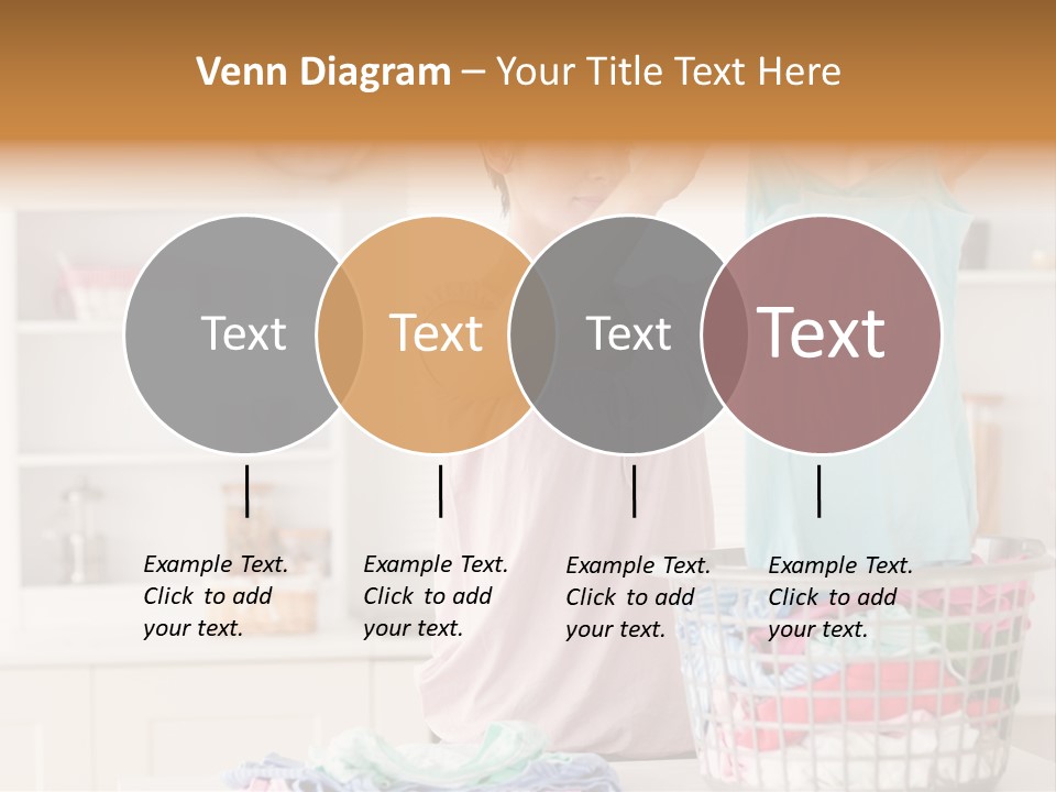 A Woman Holding A Blue Shirt In Front Of A Laundry Basket PowerPoint Template