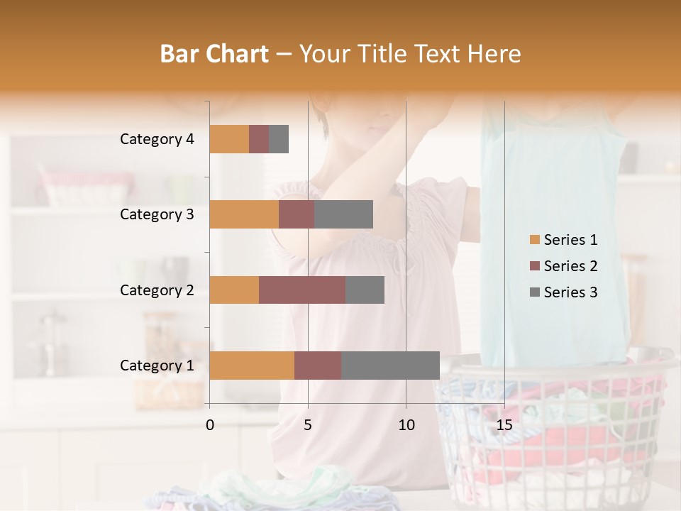 A Woman Holding A Blue Shirt In Front Of A Laundry Basket PowerPoint Template