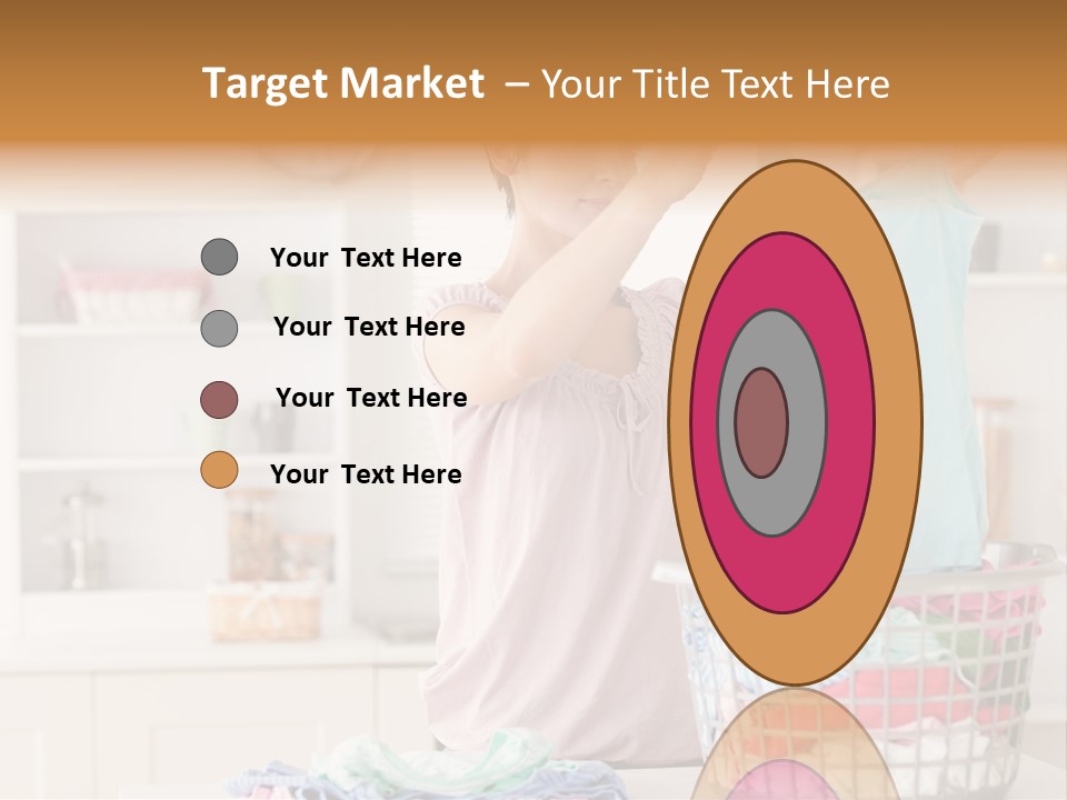 A Woman Holding A Blue Shirt In Front Of A Laundry Basket PowerPoint Template
