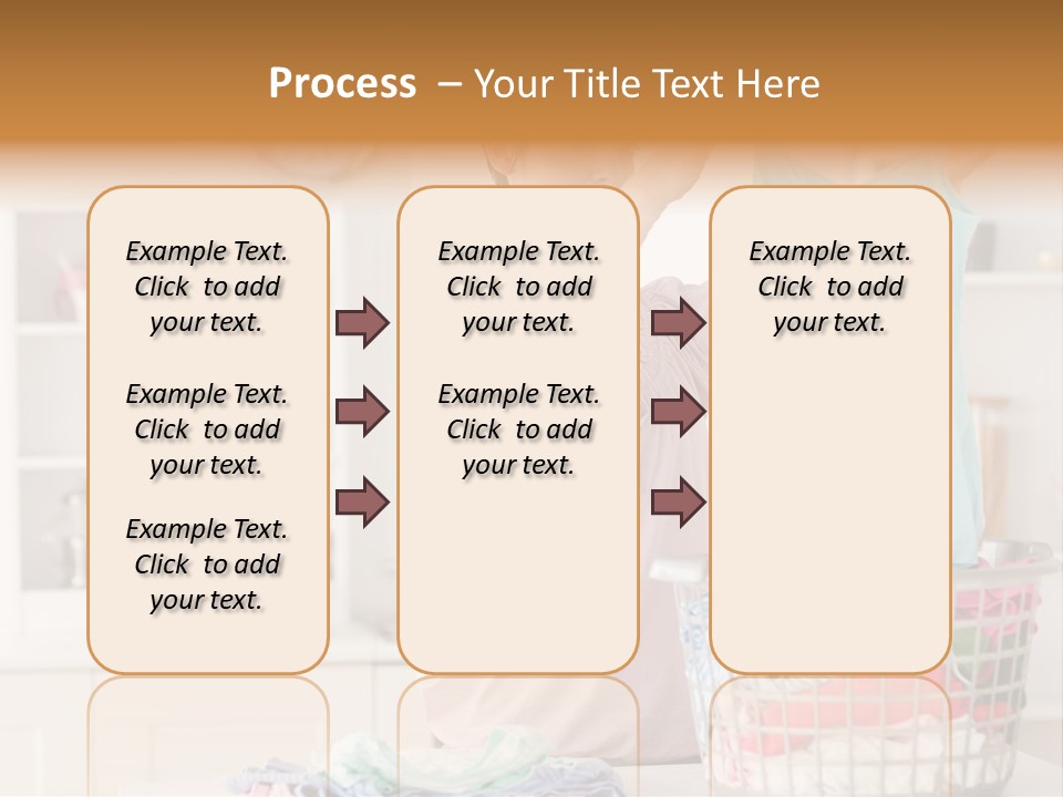 A Woman Holding A Blue Shirt In Front Of A Laundry Basket PowerPoint Template