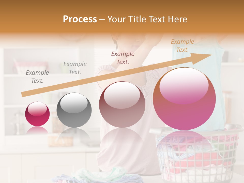 A Woman Holding A Blue Shirt In Front Of A Laundry Basket PowerPoint Template