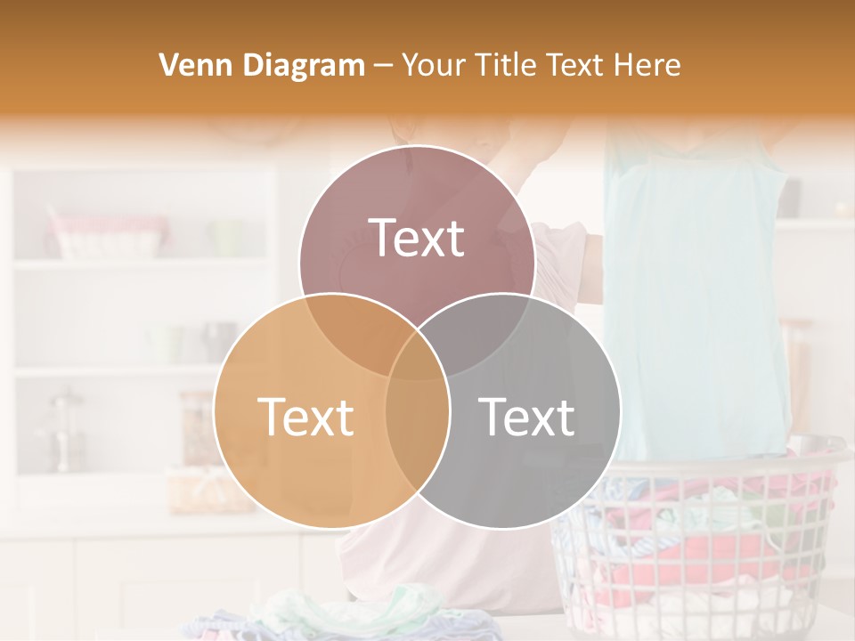 A Woman Holding A Blue Shirt In Front Of A Laundry Basket PowerPoint Template