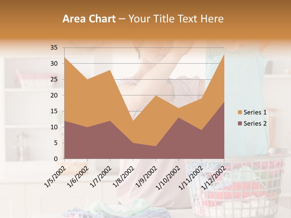 A Woman Holding A Blue Shirt In Front Of A Laundry Basket PowerPoint Template