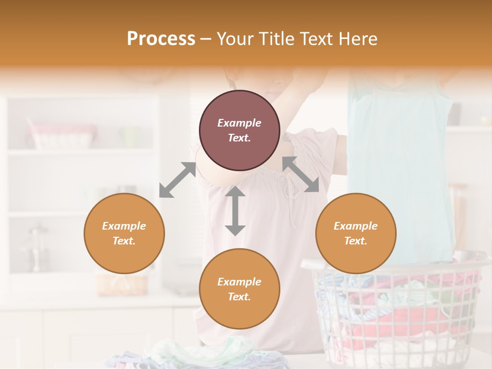 A Woman Holding A Blue Shirt In Front Of A Laundry Basket PowerPoint Template